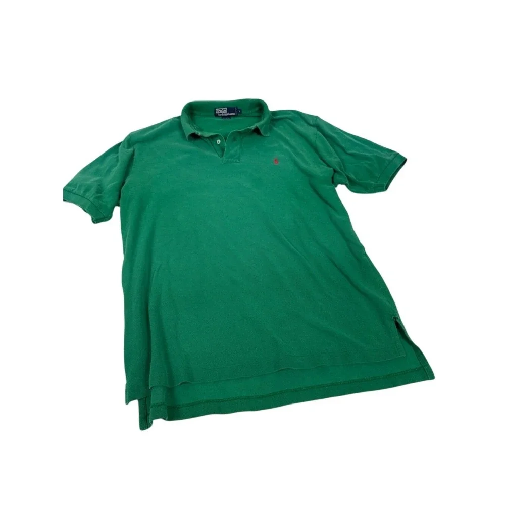 Polo Ralph Lauren Green Classic Fit Polo Shirt Red Pony Men's Large‎ Cotton
